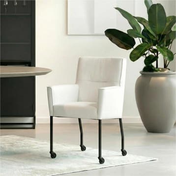Set van 8 Leren eetkamerstoelen Lucky - Toledo Purewhite, Ophalen of Verzenden, Nieuw, Leer