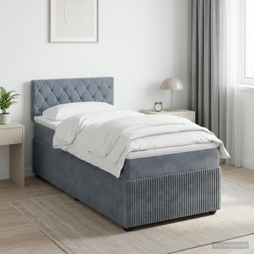 vidaXL Boxspringbed met matras Donkergrijs 90 x 200 cm, Verzenden