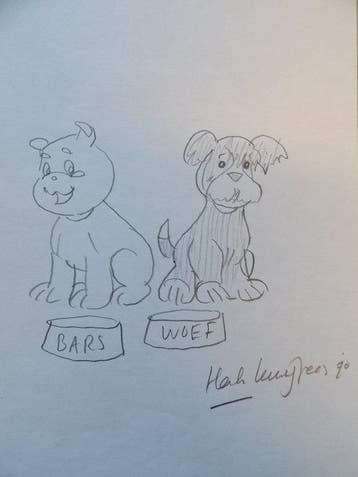 Franka - fantekening op A-4 vel - Bars + Woef - gesigneerd, Nieuw