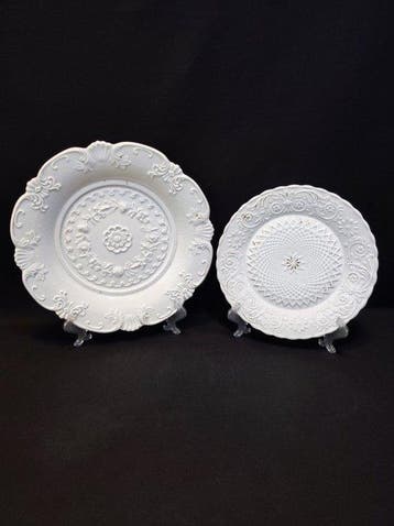 Meissen - Bord (2) - 2er Set antike Teller Ø 26,5/21,5 cm im