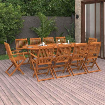 vidaXL 11-delige Tuinset 220x90x75 cm massief acaciahout, Verzenden, Tuinset