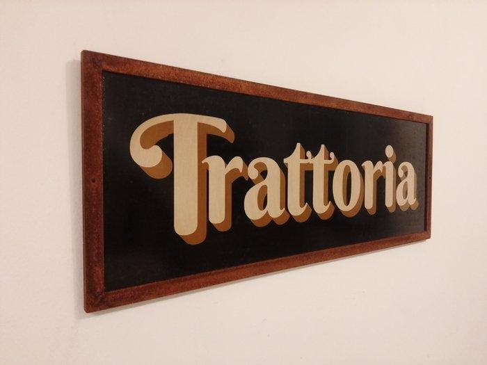 marchesini insegne Rovigo - Ijzeren uithangbord Trattoria -, Antiek en Kunst, Curiosa en Brocante