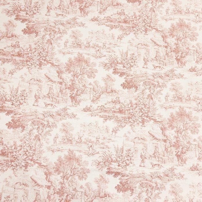 AA194 - Delicaat Toile de Jouy poederkleur - Meubelstof -, Antiek en Kunst, Antiek | Tapijten, Tafelkleden en Textiel