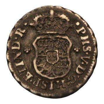 Spanje. Felipe V. Medio Real Columnario 1746 México M