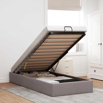 vidaXL Bedframe zonder matras 90x190 cm stof taupe, Verzenden