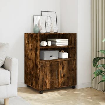 vidaXL Rolkast 60x48x81 cm bewerkt hout gerookt eikenkleurig, Huis en Inrichting, Verzenden, Nieuw