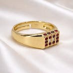 Zonder minimumprijs - Ring Verguld Robijn - Diamant - 18k, Nieuw