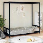 vidaXL Kinderbedframe 80x200 cm massief grenenhout zwart, Verzenden, Nieuw