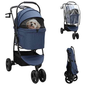 vidaXL Opvouwbare Huisdier Kinderwagen Blauw 78 x 54 x 101, Dieren en Toebehoren, Verzenden, Nieuw