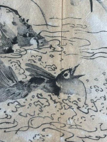 Inkttekening van een vogel - Papier - Japan - Meiji periode