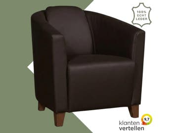 Leren fauteuil Press - Toledo Espresso (bruin) - Poten hout, Nieuw, Ophalen of Verzenden, Eigentijds, Klassiek, Retro, Romantisch, Vintage