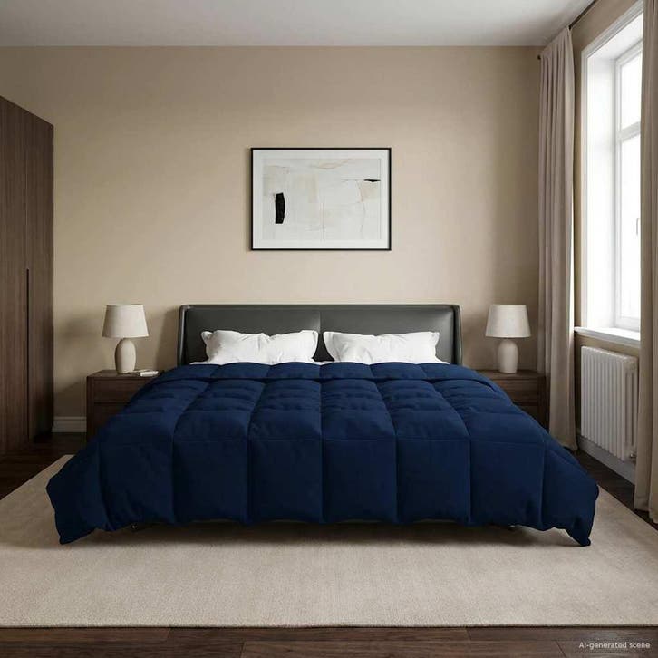 vidaXL Winter Duvet Gekwilt Donkerblauw 240 x 260 cm, Huis en Inrichting, Slaapkamer | Beddengoed, Nieuw, Verzenden