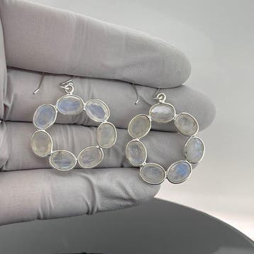 Argent - Boucles doreilles - Pierre de lune naturelle
