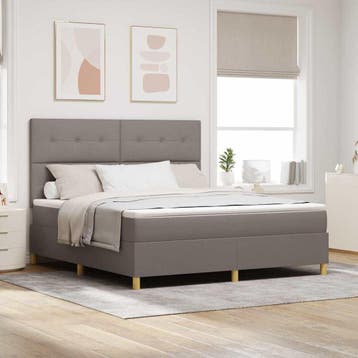 vidaXL LED Box Spring Bed met hoofdeinde Taupe 180 x 200 cm, Verzenden