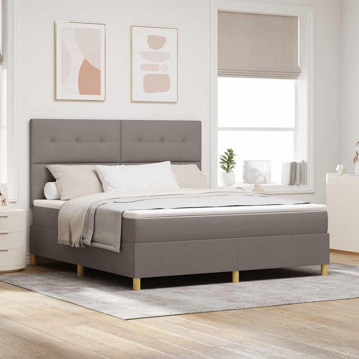 vidaXL LED Box Spring Bed met hoofdeinde Taupe 180 x 200 cm, Maison & Meubles, Chambre à coucher | Lits, Envoi