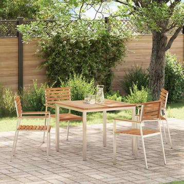 vidaXL Tuinstoel 4 st Massief Teakhout en RVS, Verzenden, Nieuw