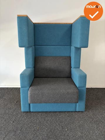 Akoestische design fauteuil - Blauw / Antracietgrijs - Hoog, Vergader- of Presentatieruimte, Ophalen of Verzenden, Gebruikt, Stoel