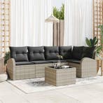 vidaXL Bankstel met kussen 6 pcs Lichtgrijs Polyester, Verzenden