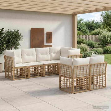 vidaXL Buiten bank set 7 st Naturel Polyester, Verzenden, Nieuw