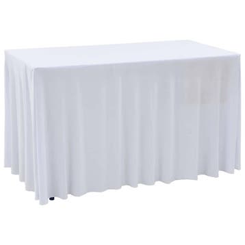 vidaXL 2 st Tafelhoezen stretch met rok 183x76x74 cm wit, Verzenden, Nieuw