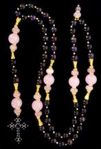 Amethist & Roze kwarts - Rozenkrans – Kruis van Christus