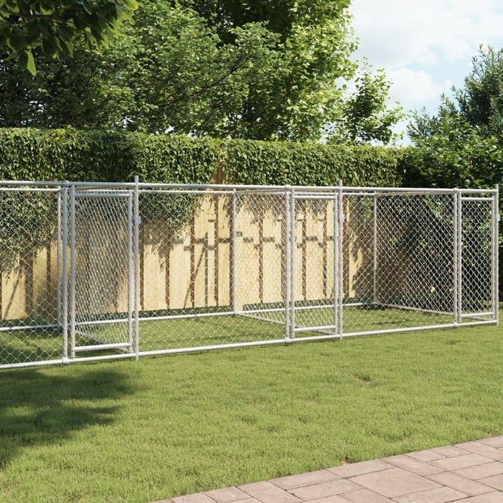 vidaXL Hondenhok met deuren 8x2x1,5 m gegalvaniseerd staal, Dieren en Toebehoren, Hondenbenches, Nieuw, Verzenden
