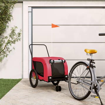 vidaXL Hondenfietstrailer oxford stof en ijzer rood en zwart, Verzenden, Nieuw
