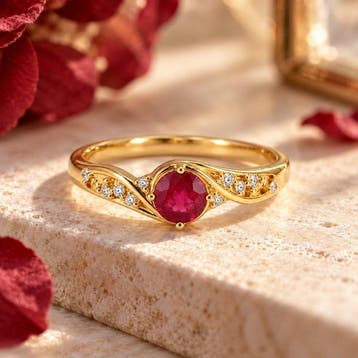 Zonder minimumprijs - Ring Verguld Robijn - Diamant -, Handtassen en Accessoires, Nieuw
