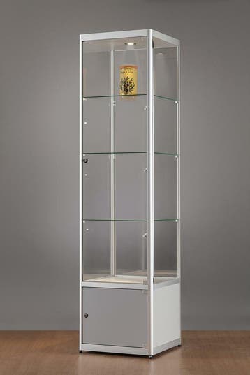 *TIP*  Luxe vitrinekast aluminium 50 cm met onderkast en LE, Ophalen of Verzenden