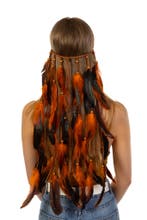 Hoofdband Veren Oranje Zwart Ibiza Hippie Indiaan Haarband V, Ophalen of Verzenden, Nieuw