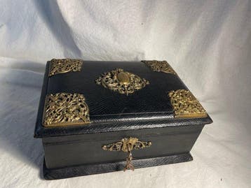 Boîte à bijoux - Splendide boite bijoux, Napoléon III - Cuir