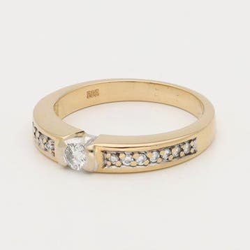 Ring - 14 karaat Geel goud Diamant (Natuurlijk), Nieuw