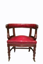 Chaise - Cuir, Bois - Chaise tub victorienne, Antiquités & Art