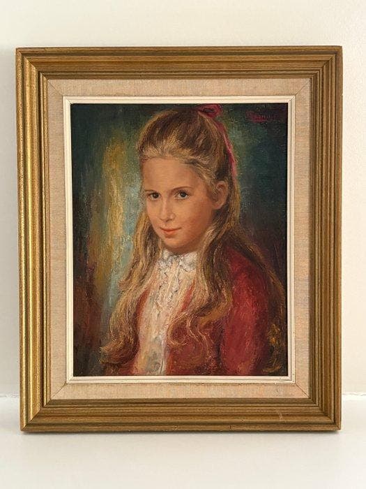 J. Samyn (XX) - Meisje, Antiek en Kunst, Kunst | Schilderijen | Klassiek