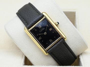 Cartier Tank Ref. 590005 Year 1989 (Box & Papers), Handtassen en Accessoires, Horloges | Heren, Overige merken, Leer, Polshorloge
