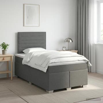 vidaXL Boxspringbed met matras Donkergrijs 120 x 190 cm Stof, Verzenden, Nieuw