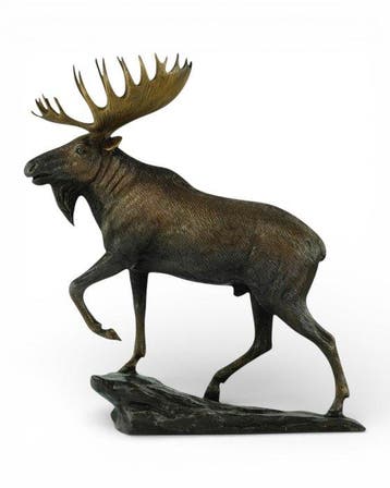 Signed - Sculpture, Majestic Moose - 26 cm - Bronze