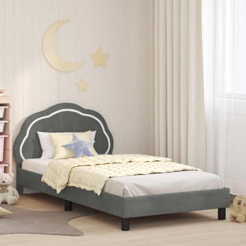 vidaXL Kinderen bedframe met hoofdboard Donkergrijs 90 x 190, Verzenden, Nieuw