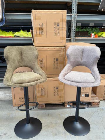 Luxe Verstelbare Design Barstoel – Beige en Groen – NIEUW, Huis en Inrichting, Overige kleuren, Nieuw, Ophalen of Verzenden, Eén