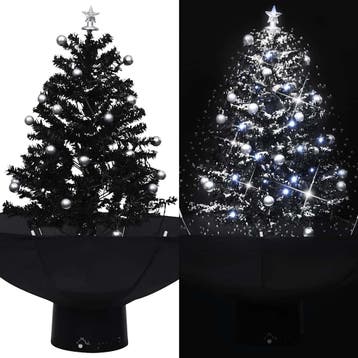 vidaXL Kerstboom sneeuwend met paraplubasis 75 cm PVC zwart, Verzenden