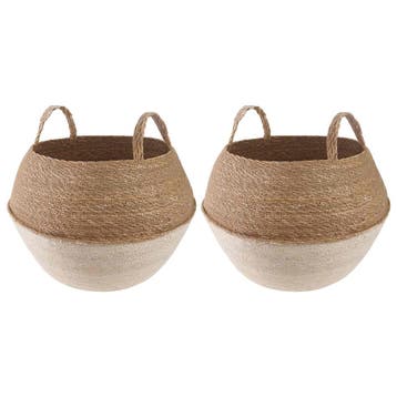 vidaXL Plantenpot met handvatten 2 st Wit Ø 45 x 36 cm 100%, Verzenden
