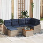 vidaXL Tuinbank Set met opslag 7 pcs Grijs en Marineblauw, Verzenden, Nieuw