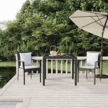vidaXL 3-delige Tuinset met kussens poly rattan zwart, Verzenden, Tuinset