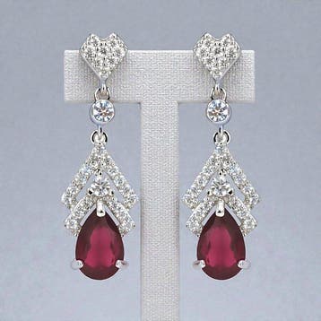 Sans prix de réserve - Boucles doreilles Plaqué or Rubis -, Bijoux, Sacs & Beauté, Boucles d'oreilles