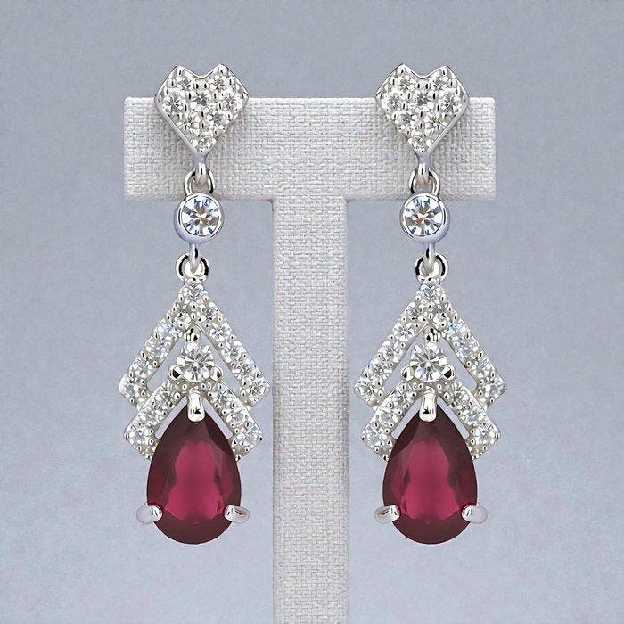 Sans prix de réserve - Boucles doreilles Plaqué or Rubis -, Bijoux, Sacs & Beauté, Boucles d'oreilles