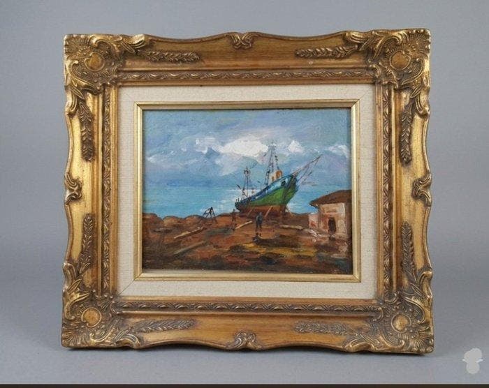 Domenico De Bernardi (1892-1963) - Scena portuale, Antiek en Kunst, Kunst | Schilderijen | Klassiek