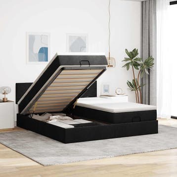 vidaXL Ottoman bed met matrassen en LEDs 200x200cm stof, Verzenden, Nieuw