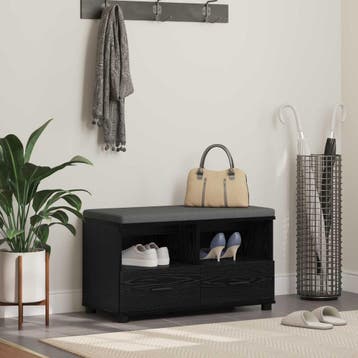 vidaXL Hallenbank Zwarte Eik 80 x 38 x 46 cm Geengineerd, Verzenden