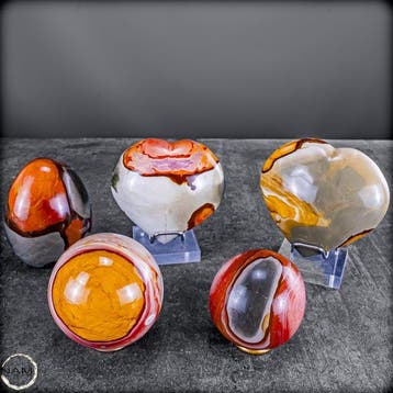 Exclusieve Polychrom-Jaspis verzamelset – Vijf unieke, Verzamelen, Mineralen en Fossielen