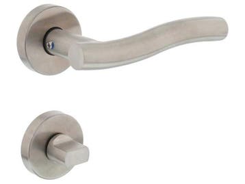 Veiling - 6x Intersteel deurkruk op rozet Lange golf WC-slot, Doe-het-zelf en Bouw, Hang- en Sluitwerk, Nieuw